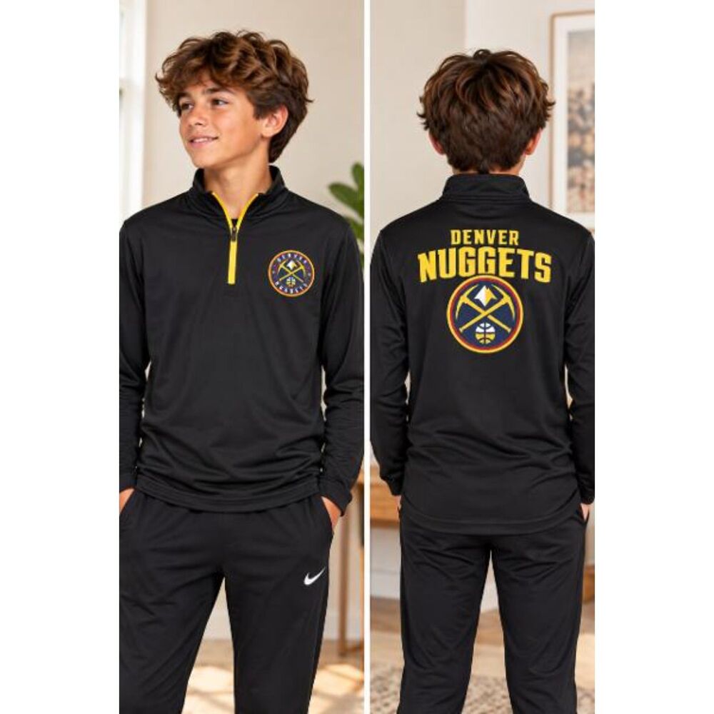 Youth NBA Denver Nuggets Black Quarter Zip Sweater